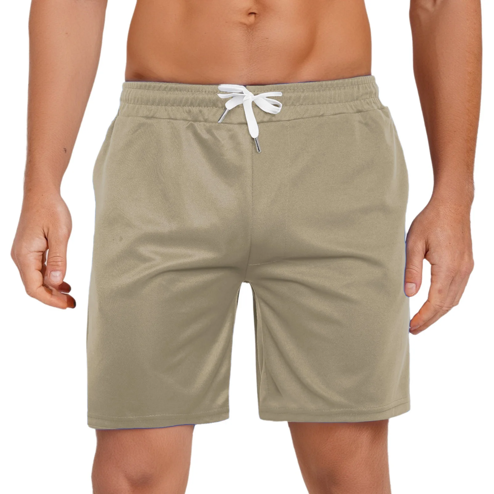 

Men Casual Sport Shorts Drawstring Elastic Waistband Solid Color Shorts with Pockets for Workout Fitness Running Jogging Short