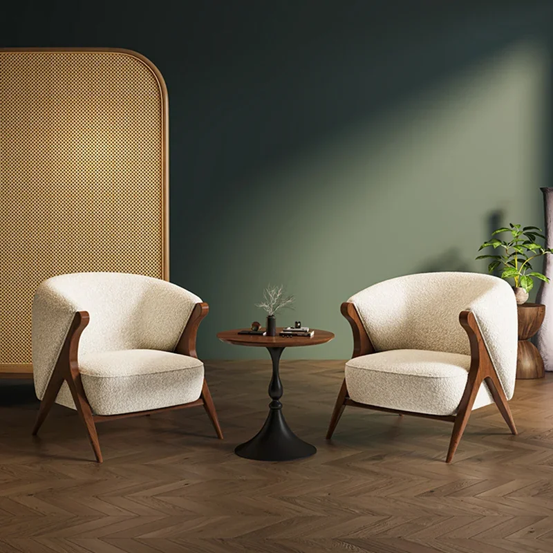 

Reading Velvet Modern Chair Table Set Luxury Italian Design Hotel Armchair Bedroom Balcony Accent Sillas Nordic Furniture