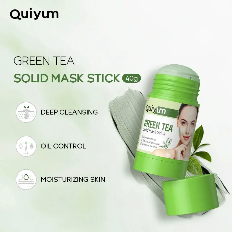 Green Tea Face Deep Cleaning Mud Solid Mask Stick Oil Control Smearing Mud Film Dispel Acne Blemish Mark Remove Blackhead Acne