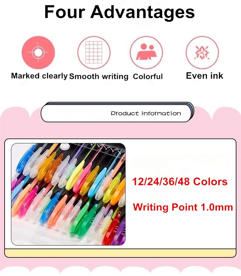 12-teiliges Metallic-Glitzer-Gelstift-Set, glitzernd, für Erwachsene, zum Ausmalen, Journaling, Kunstzeichnen, Kunstmarker, Schul- und Bürobedarf – Detail 2