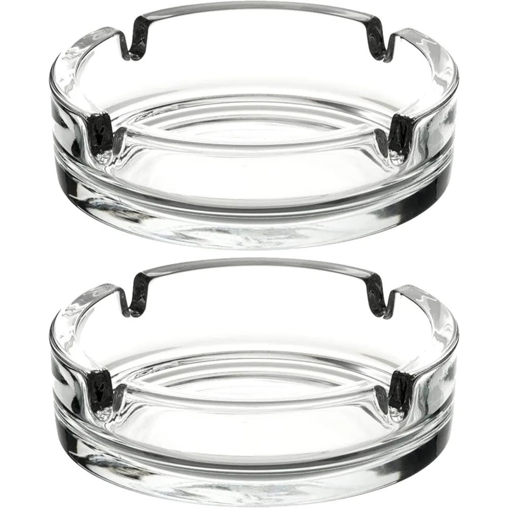 

2-Pack Clear Glass Ashtrays – Modern Decorative Cigarette Ash Trays for Home, Patio & Office