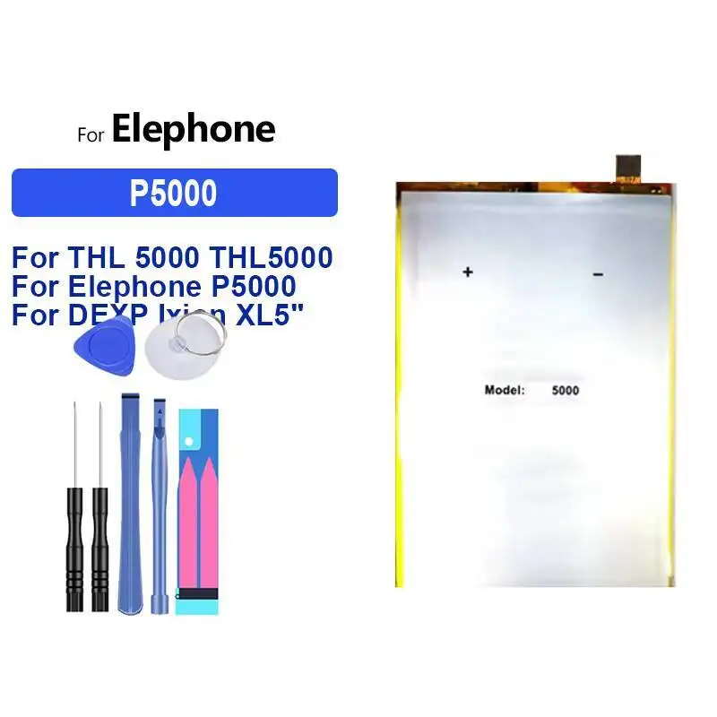 

Mobile Phone Battery 5000Mah Safe For Elephone P5000 Thl 5000 Dexp Ixion XL5" ML5 XL5