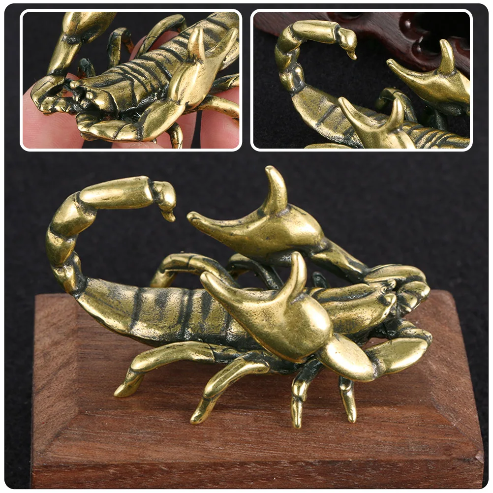 Brass Scorpion Pen Holder Anti-Rust Desktop Ornament Retro Style Decor Home Office Table Craft Gift