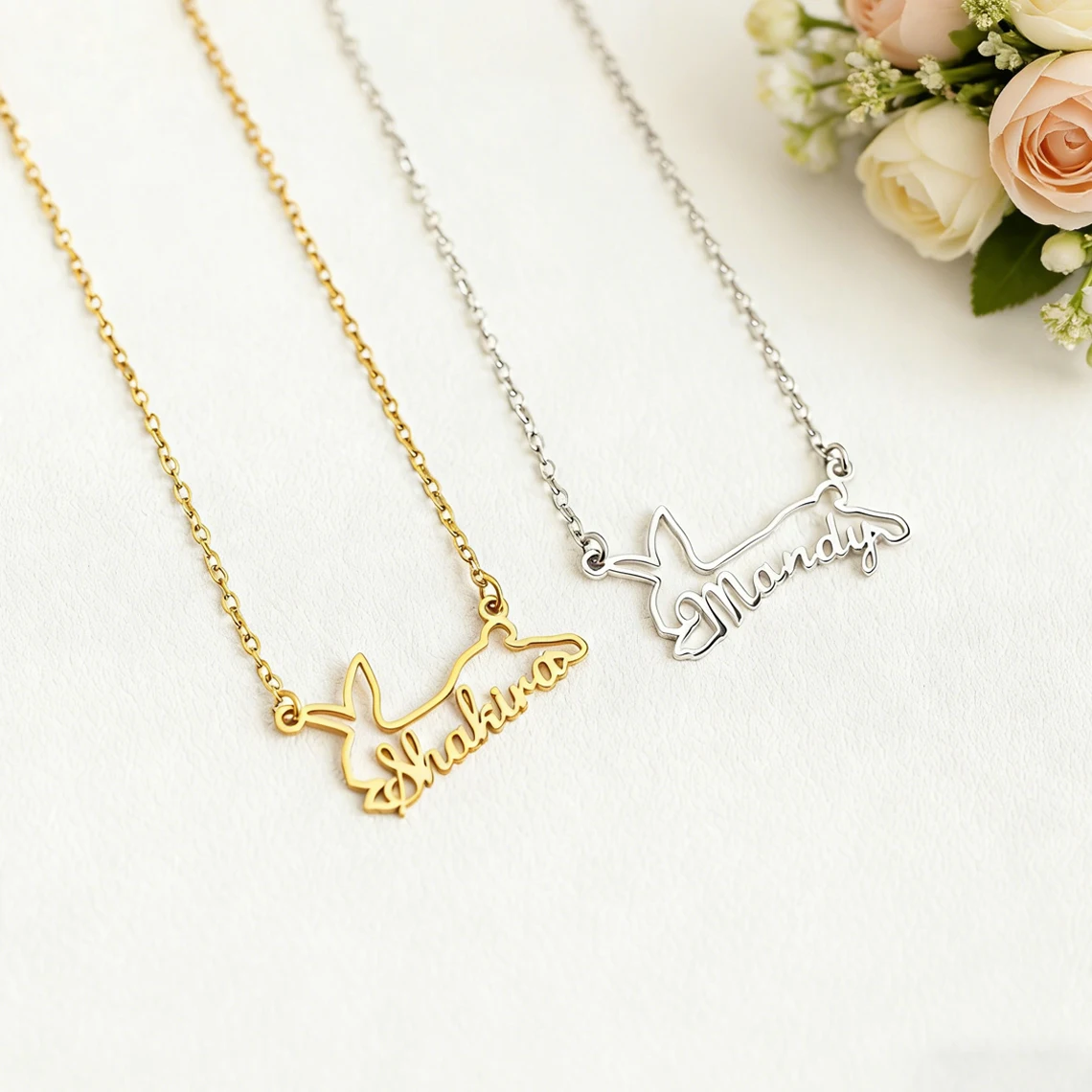 Personalized Custom Name Bunny Necklace for Women Kid Stainless Steel Customized Rabbit Pendant Chain Child Easter Jewelry Gift