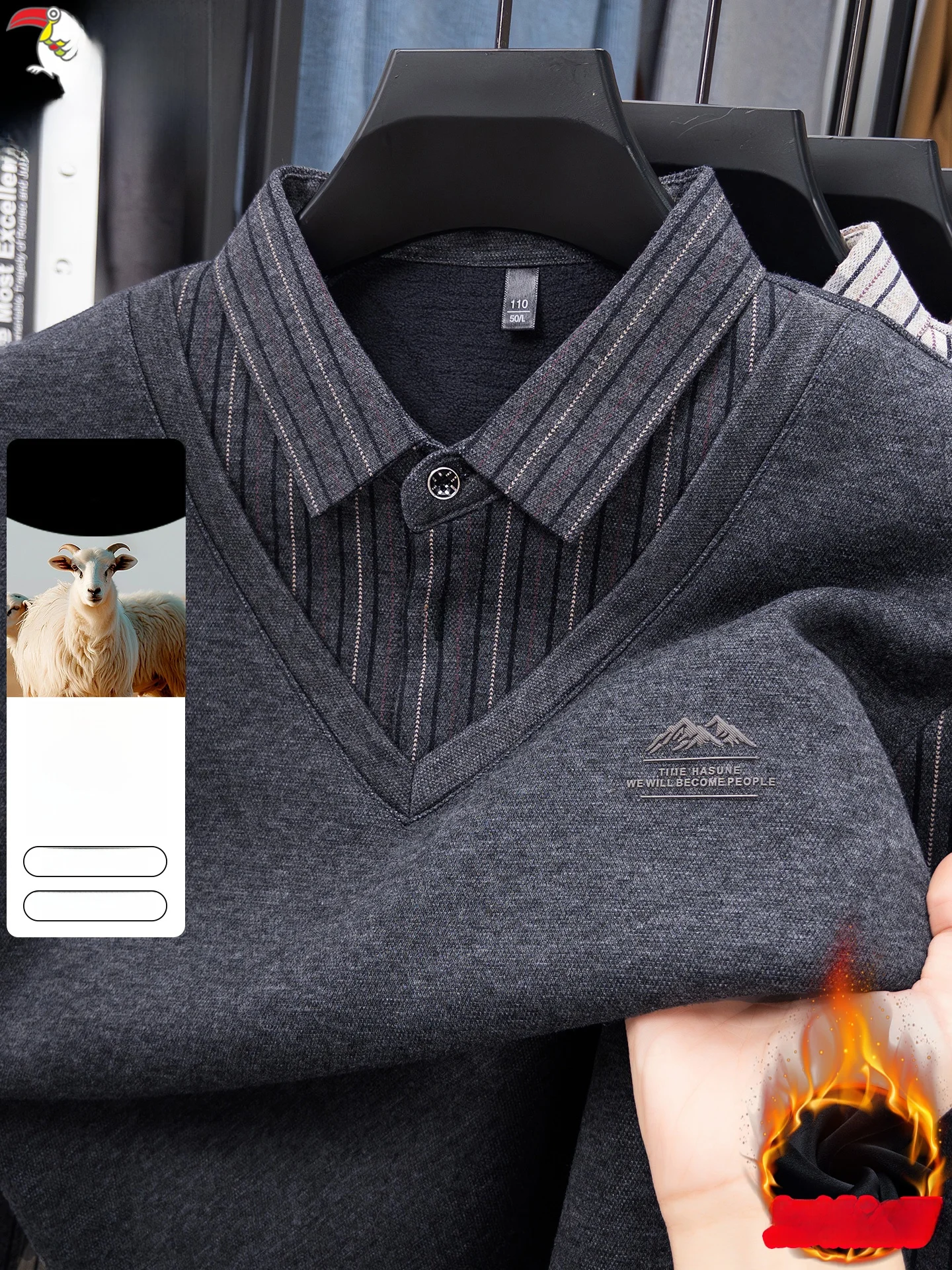 

Утепленный шерстяной вязаный свитер для мужчин среднего возраста, зимний модный повседневный свитер с длинным рукавом и воротником, базовая модель