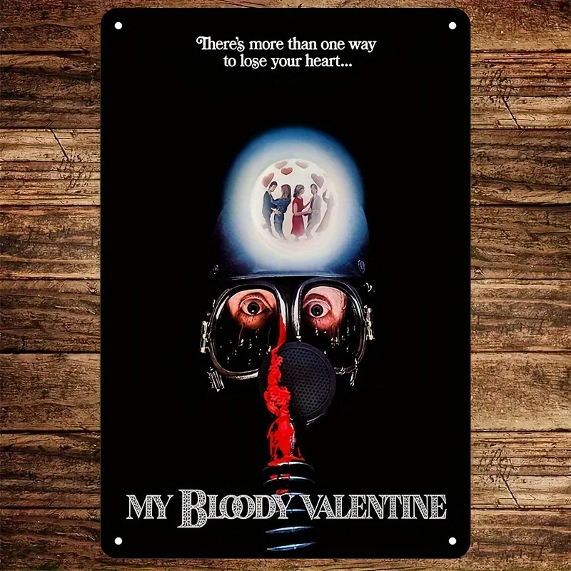 

Vintage "My Bloody Valentine" Metal Tin Sign - Retro Movie Poster Replica, Iron Wall Art for Garage & Home Bedroom Decor, No Po
