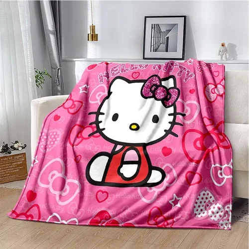 헬로키티 만화 애니메이션 카와이 담요, 매우 부드러운 귀여운 담요, 여행 침구 소파 침대 담요, 생일 선물 
