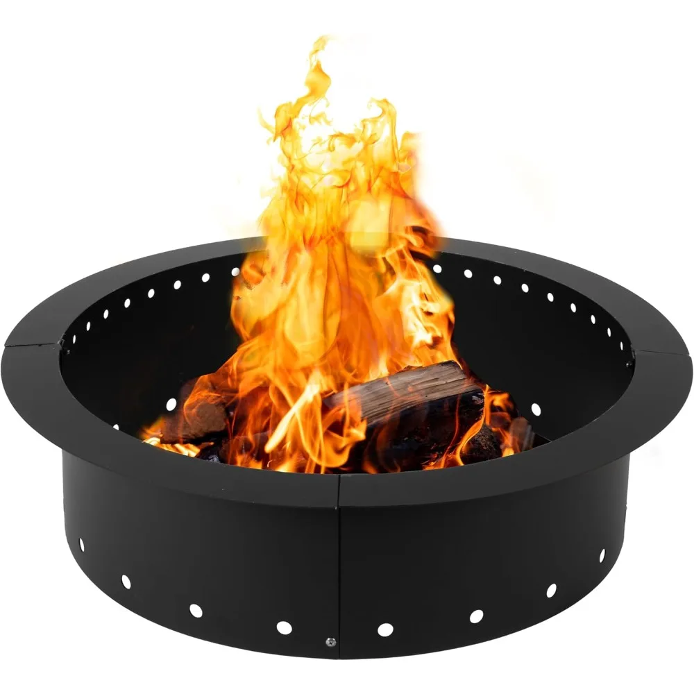 

Metal Permanent Smokeless Firepit - 36 Inch Outer/30 Inch Inner Round Fire Ring Insert Liner - Outdoor Fire Pit Ring