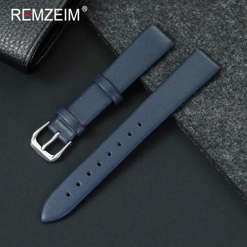 

Ultra-thin Leather Watch Band 10mm 12mm 14mm 16mm 18mm 20mm 22mm Red Green Blue Wrist Band Women Men Wristwatch Bracelet