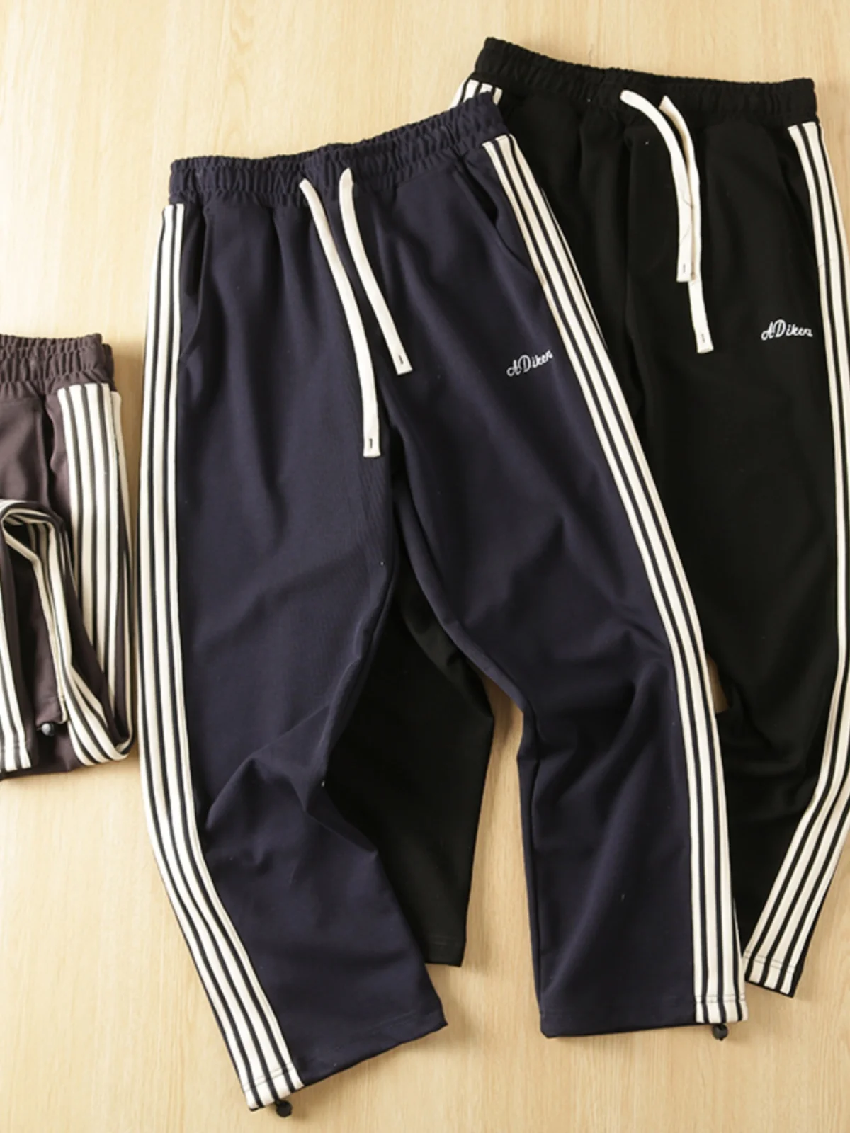 

Мягкие прямые повседневные брюки с регулируемыми манжетами, спортивные штаны для мужчин, модная городская повседневная одежда, длинная тонкая модель