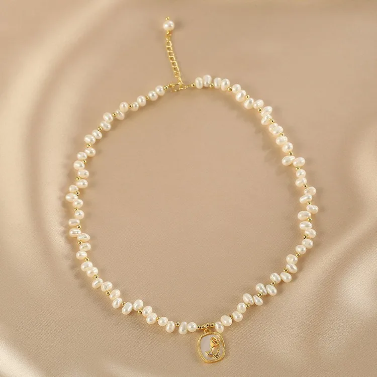 Irregular Arrangement Natural Freshwater Pearl Fashion Rose Flower Pendant 14K Gold Filled Lady Necklace Jewelry Women Gifts