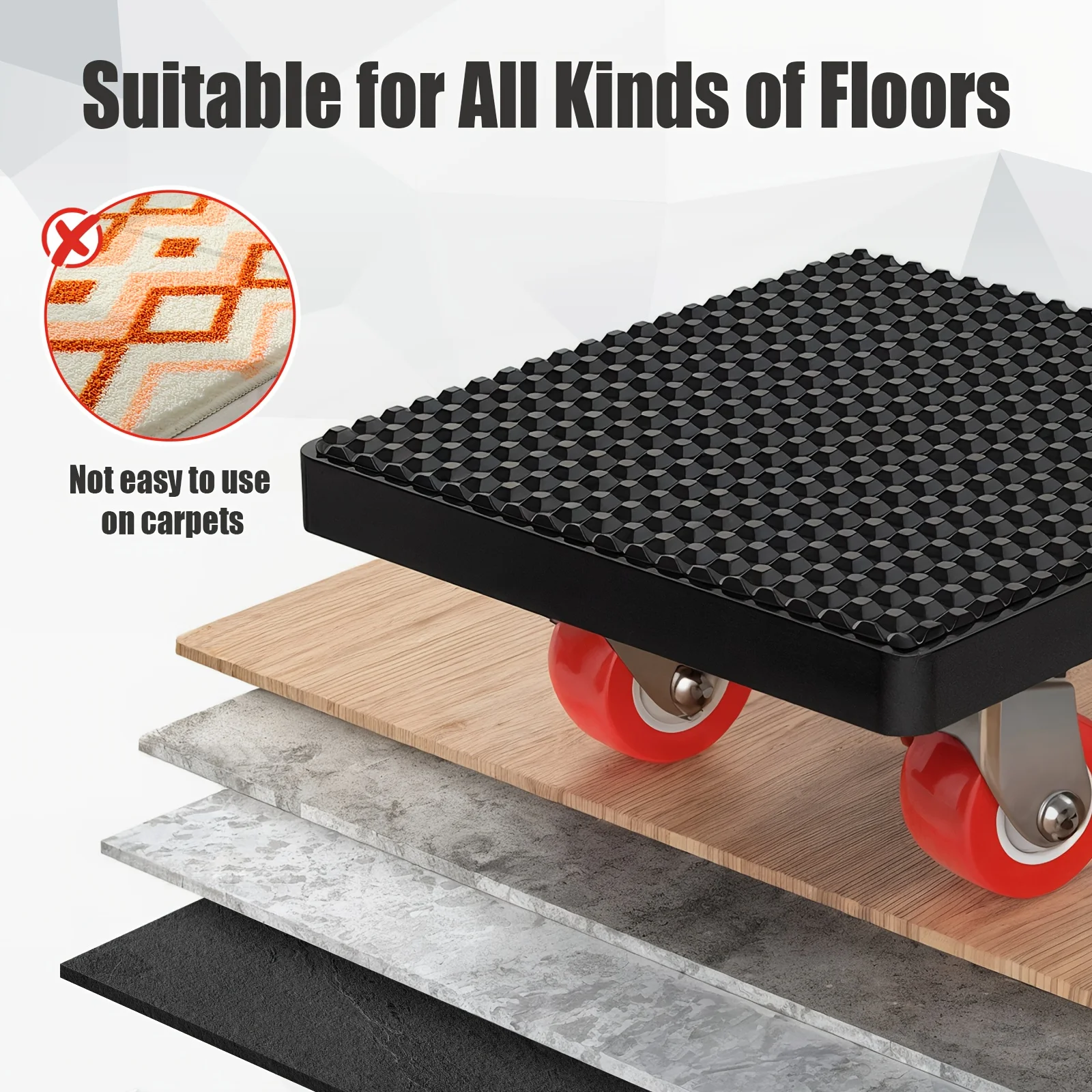 9pcs Furniture Lifter And Mover Tool Set, 1100LBS Load Capacity, 360 Degree Rotating Sliders, Heavy Duty Dolly with Silent Carbon Steel Wheels, Easy to Lift And Move on Hard Floors - for Sofa, Bed, Desk view 6