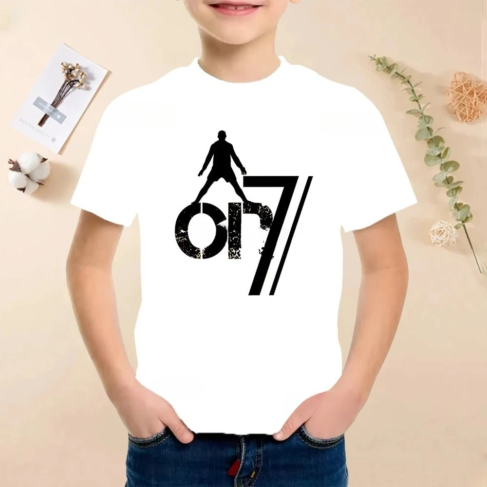 New Summer Cotton Children T-shirts Kids Soccer Clothing CR7 Ronaldo Printed Outdoor Boys Girls T-shirts Sport Fashion Ages 2-9