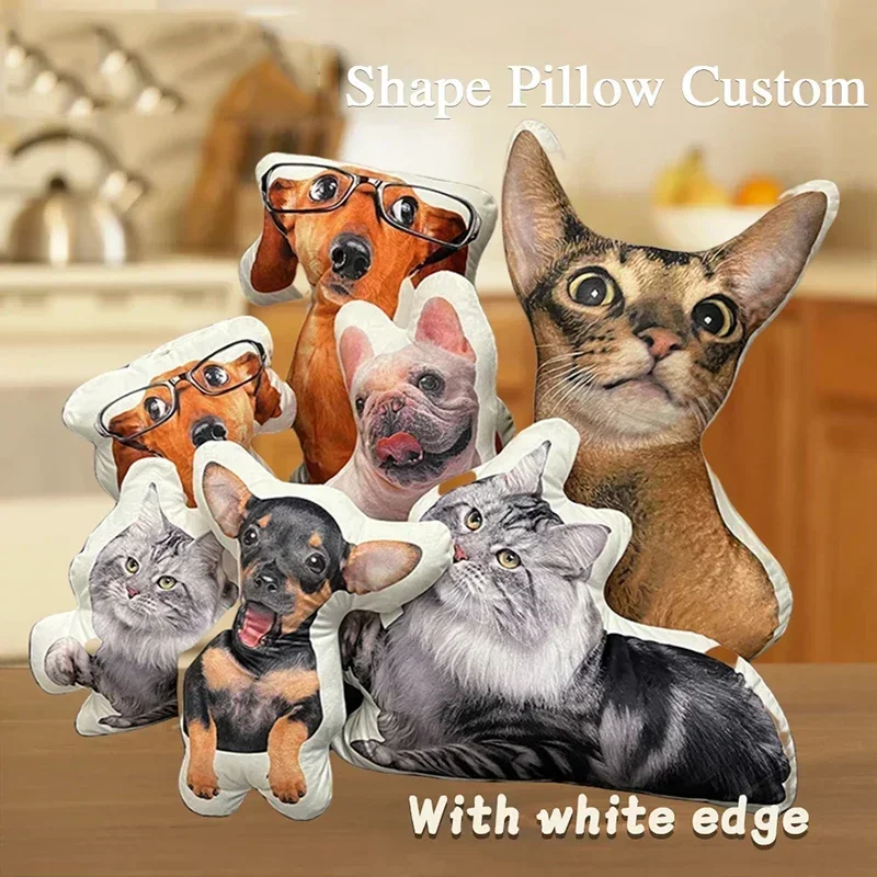 Personalized Photo Custom Cushion 3D-Printed Pet Dog Cat Plush Pillow Stuffed Animal Pillow for Sofa Bed Decor Birthday Gift