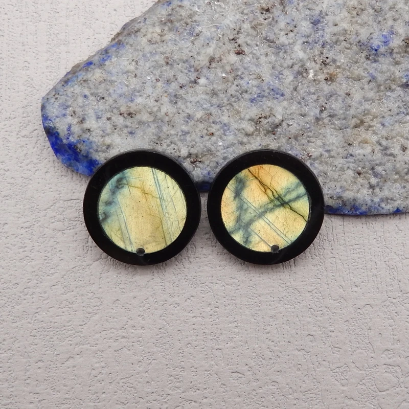 Round Natural Stone Earrings For Women,Handmade Jewelry,Obsidian Labradorite Fashion Earrings Accessories,DIY Making,20x3mm,4g