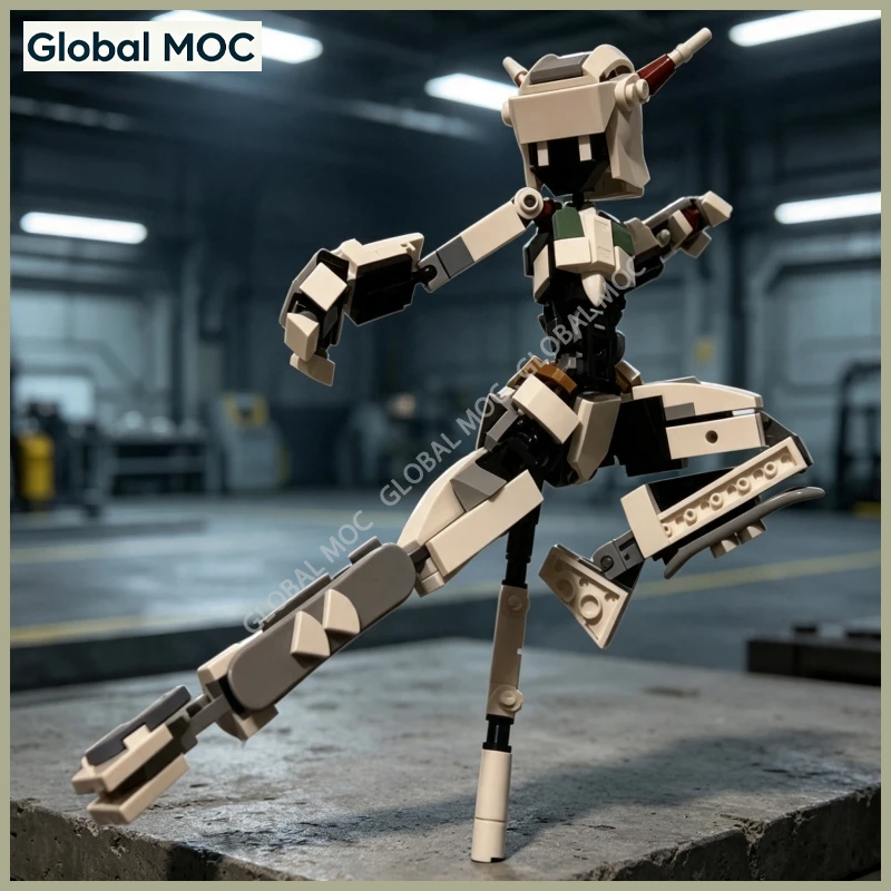MOC Building Blocks Set, Sci‑Fi Humanoid Android Figure, Futuristic Mechanical Character DIY Brick Collectible Model