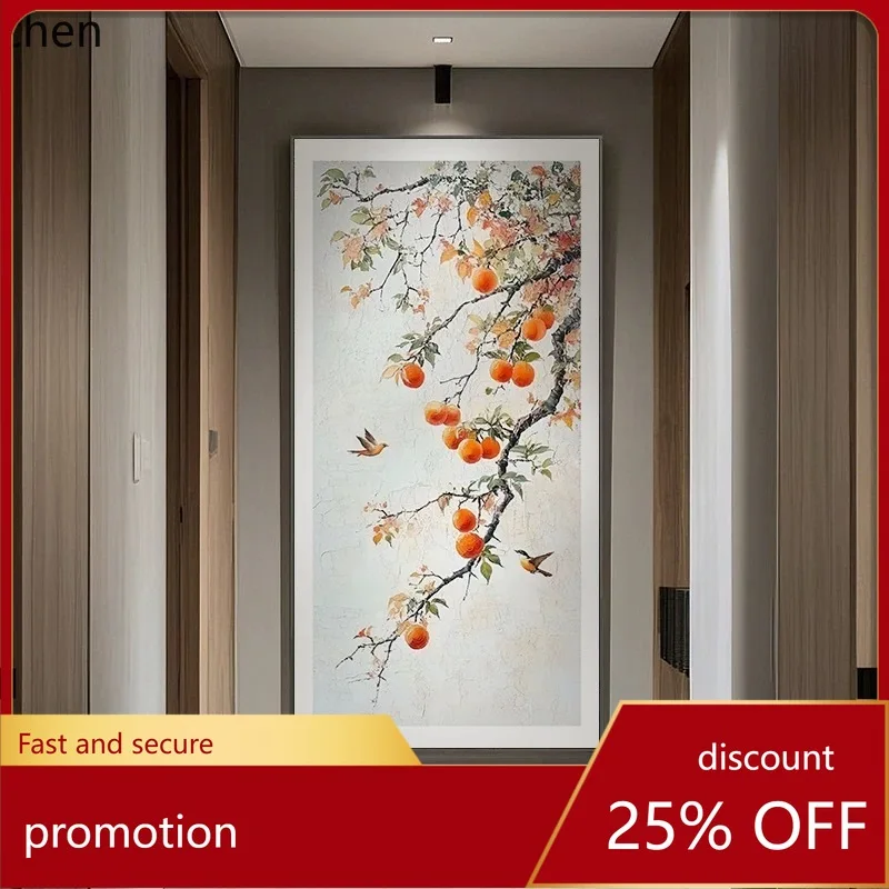 YFY  entrance decorative painting - new chinese style living room mural for hallway, corridor, and doorway (direct facing)