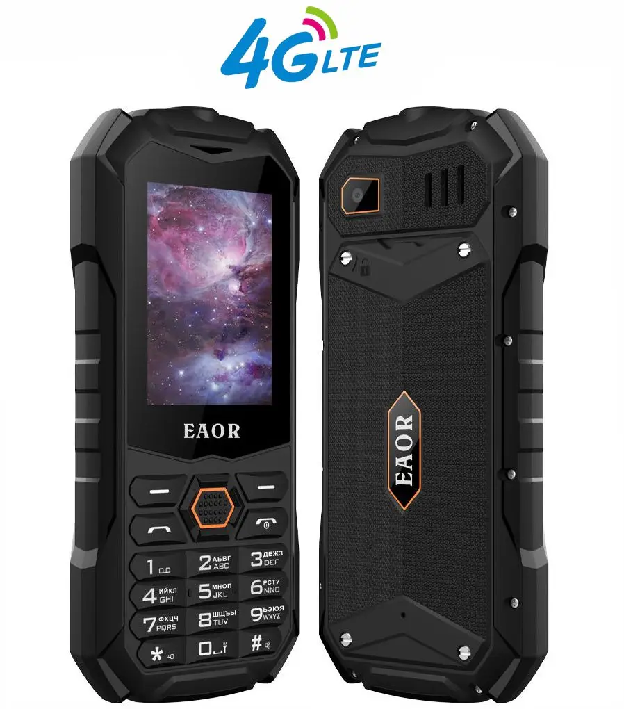 EAOR 4G/2G Slim Rugged Phone IP68 Real Three-Proof Feature Phone Big Battery Dual SIM Keypad Phones with Glare Torch Telephone