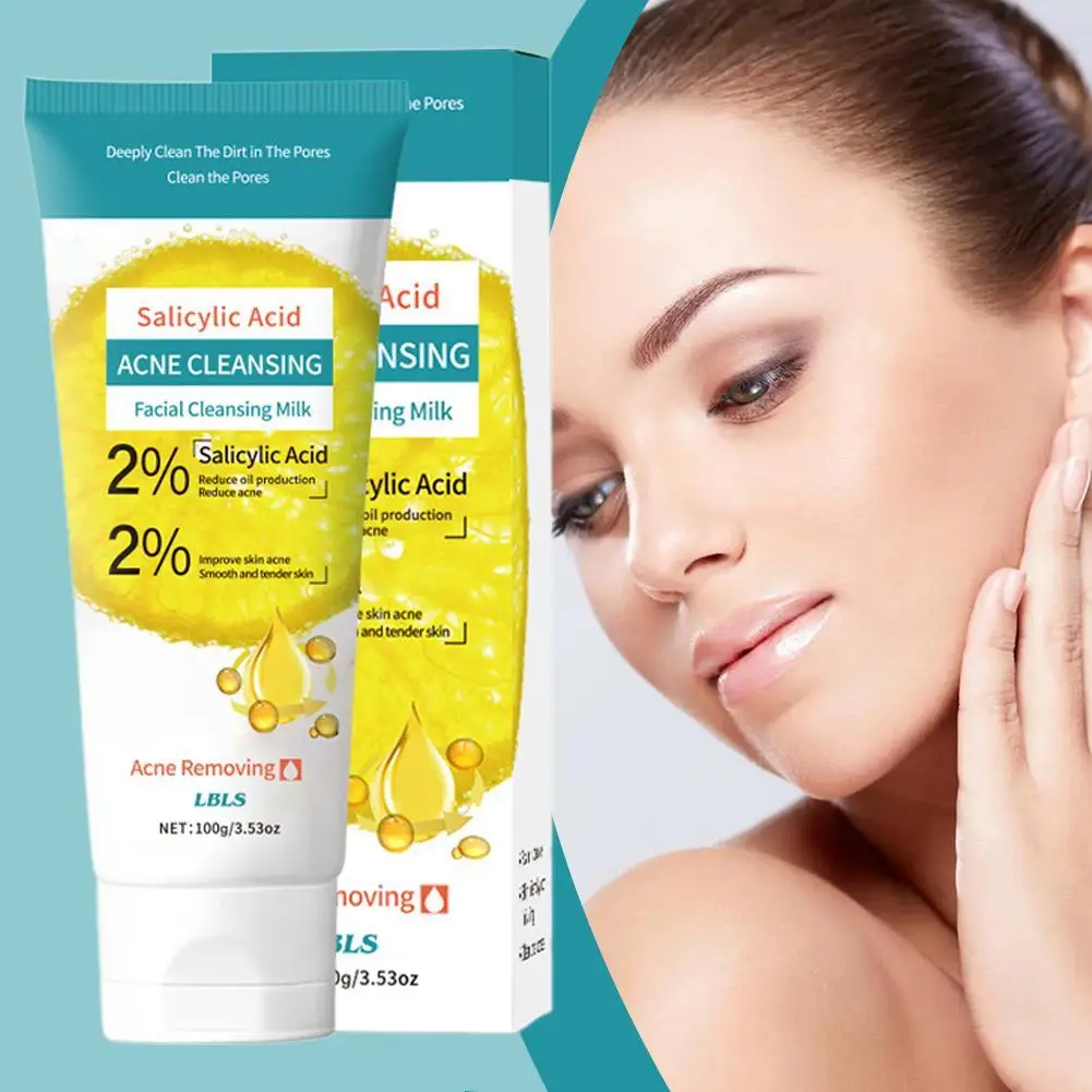 100g di acido salicilico detergente per il viso schiuma per il lavaggio del viso cura del viso detergente per il viso detergente idratante prodotti per la pelle idratante F0R6