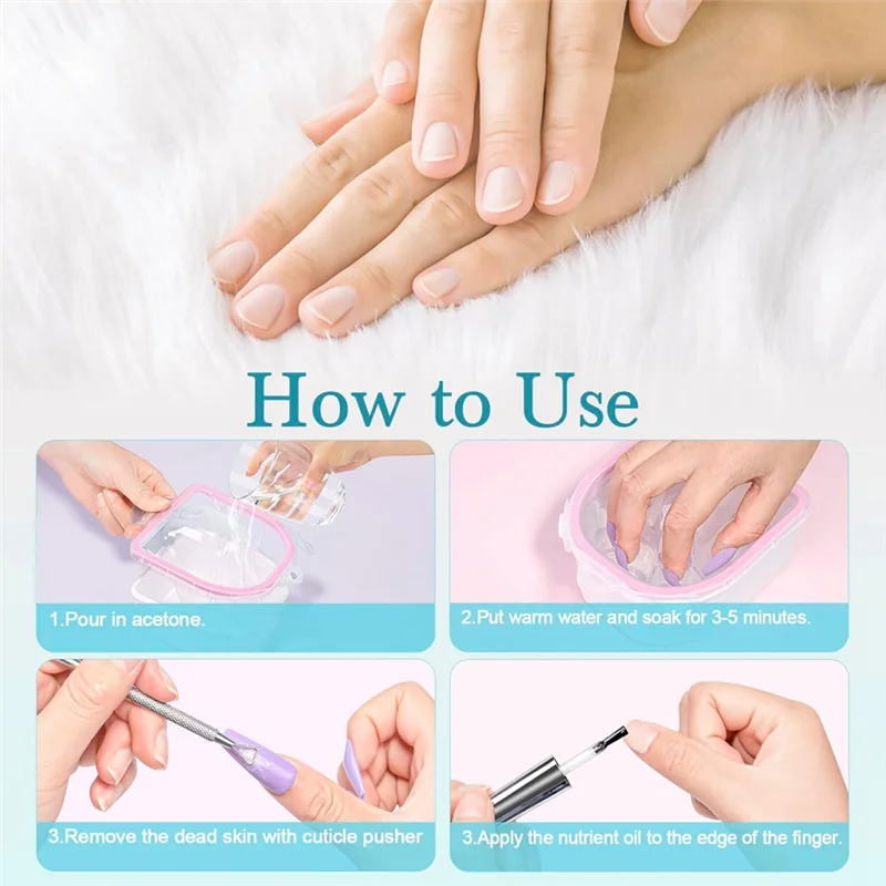 ABFI Double Layer Nail Soaking Bowl 4 Piece Manicure Soak Off Bowl Acrylic Dip Powder Remover Tray