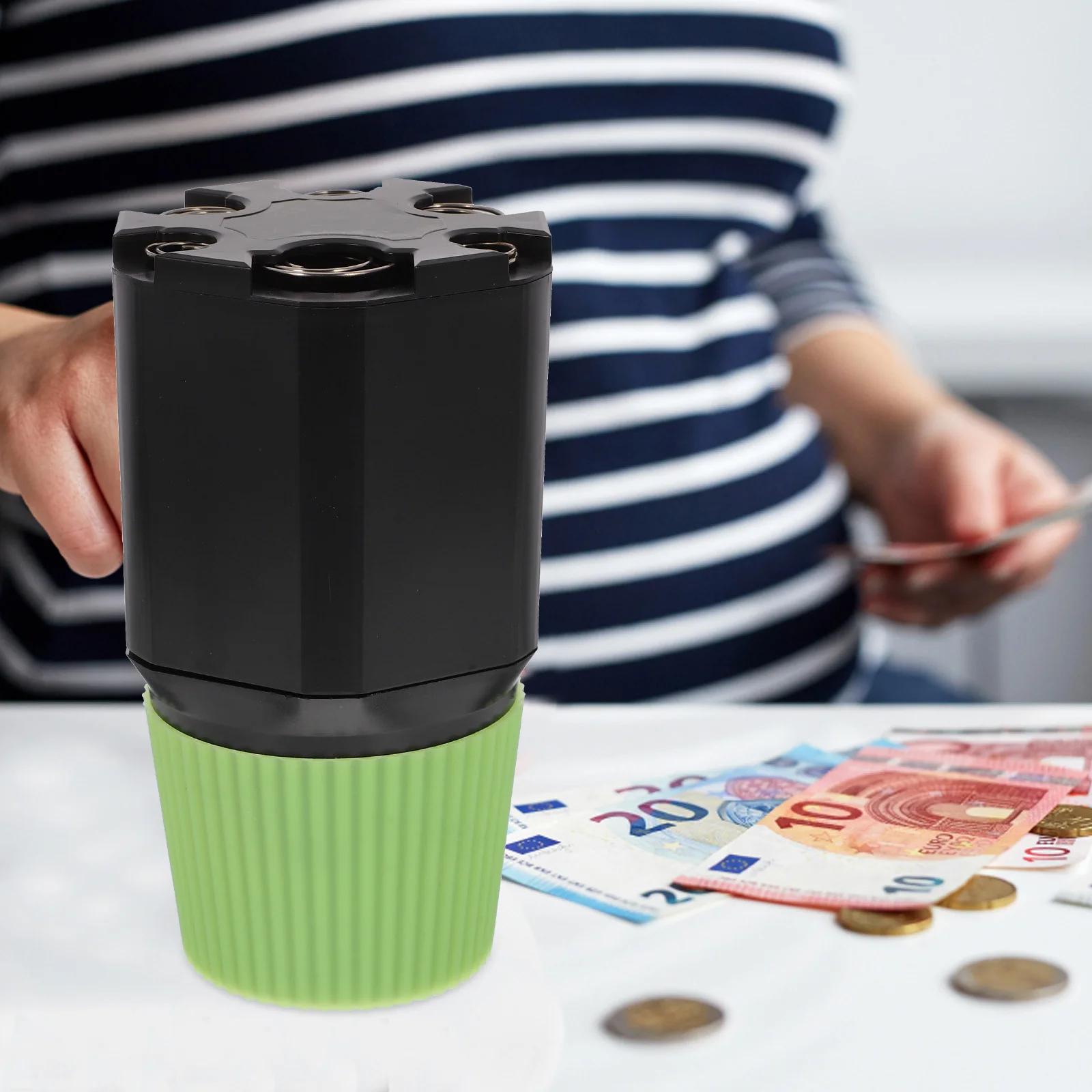 Automatic Counting Holder Large Capacity Reusable Plastic Container for Loose Change Desktop Vehicle Coin Organizer