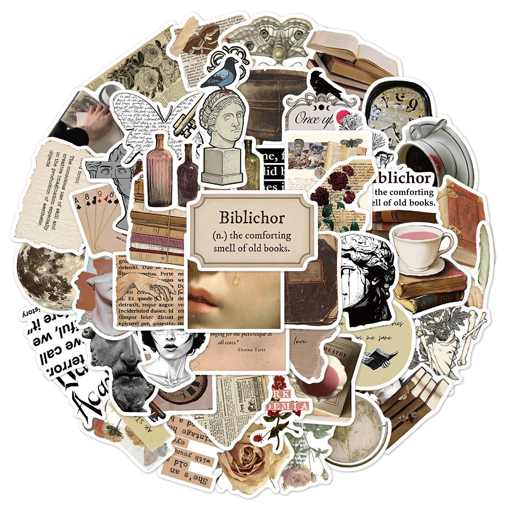 

10/30/50 шт. Винтажные сломанные наклейки для рисования, темно-готические эстетические наклейки, наклейки для скейтборда, ноутбука, телефона, украшения