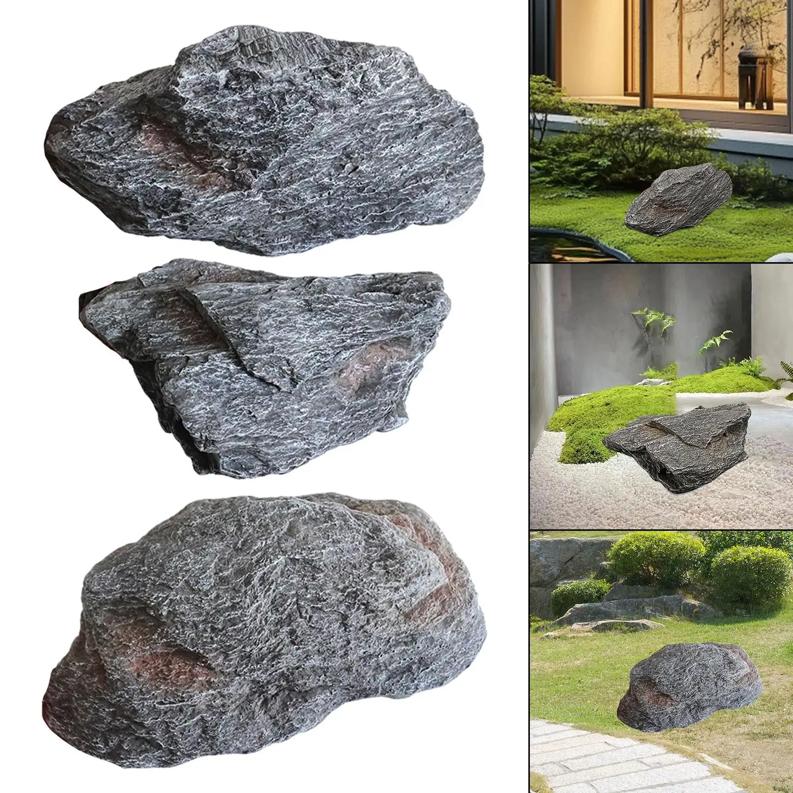 PU Artificial Rock Sandstone Reptile Hide Cave Outdoor Decorative Figure for Garden Miniature Landscaping