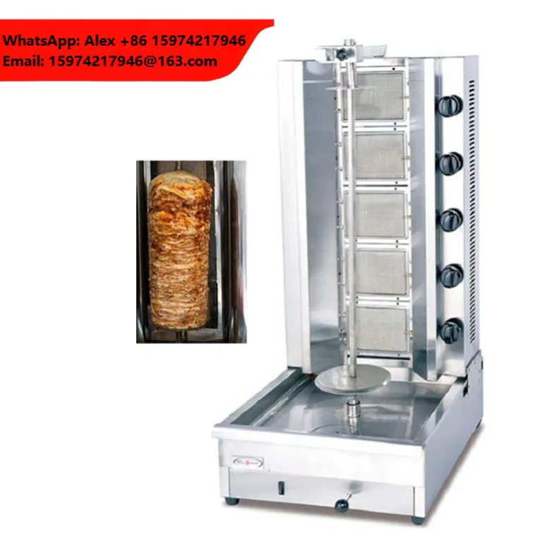 Churrasco Turkey Doner Kebab Making Gas Chicken Shawarma Machine For Sale4 Burners Meat Product Making Machine