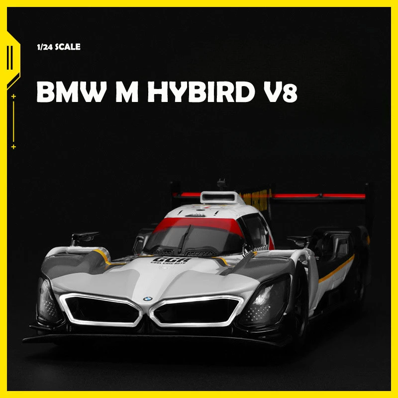 CCA 1:24 BMW M Hybrid V8 Racing Car Model Sound Light Collection Metal Miniature Voiture Home Decor Boy Birthday Car Toy Gift