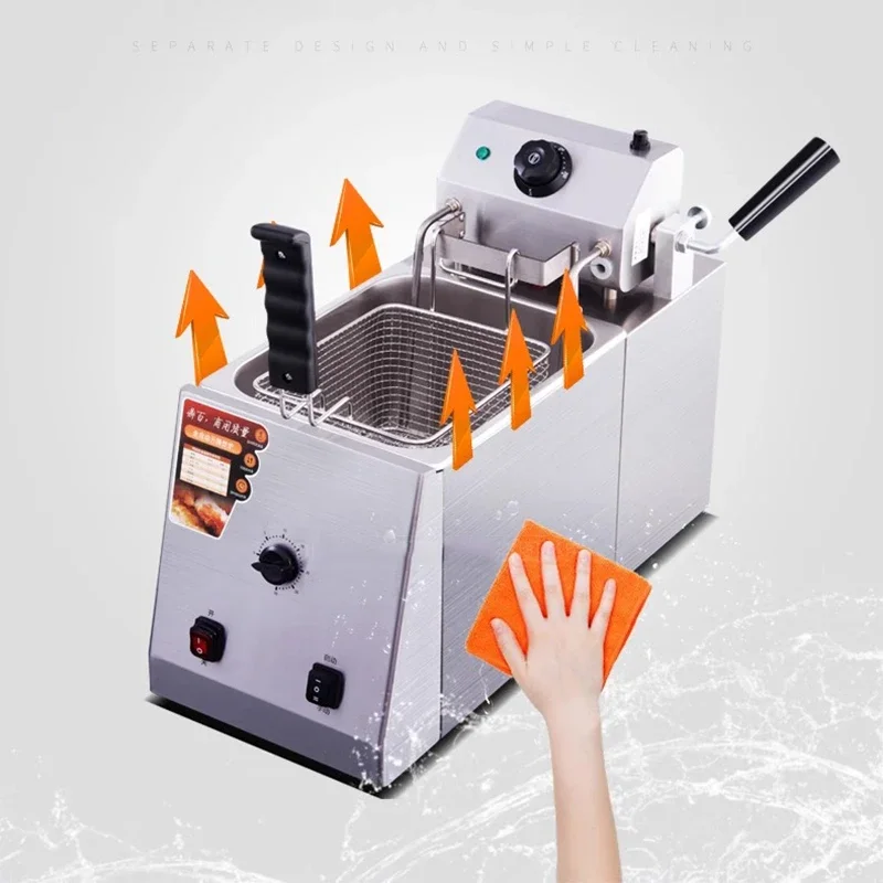 Friteuse électrique commerciale, machine française profonde, friteuse relevable, équipement de cuisine et de restaurant, appareil ménager, robot culinaire, 8L
