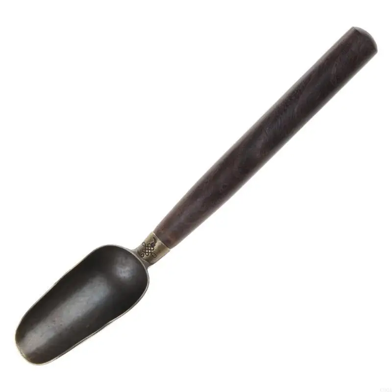 

C90A Wooden Long Handle Alloy Spoon Tea Ceremony Tea Shovel Tea Spoons 3 Styles