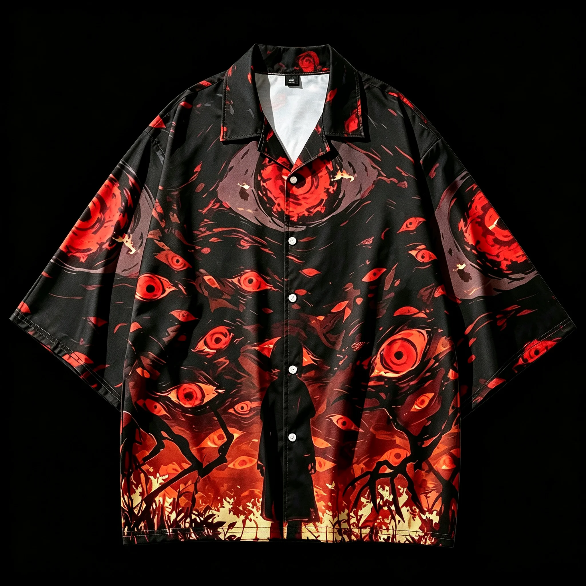 Japanese Anime Eyes Full Print Short Sleeve Lapel Shirt Unisex Men Women Kids Psychedelic Harajuku Gothic Streetwear Button Down