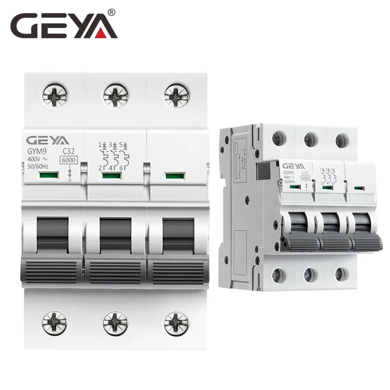 GEYA GYM9 3P 6KA Mini disyuntor Din Rail Circuit Breaker 6A 10A 16A 20A 25A 32A 40A 50A 63A AC Type MCB 400V