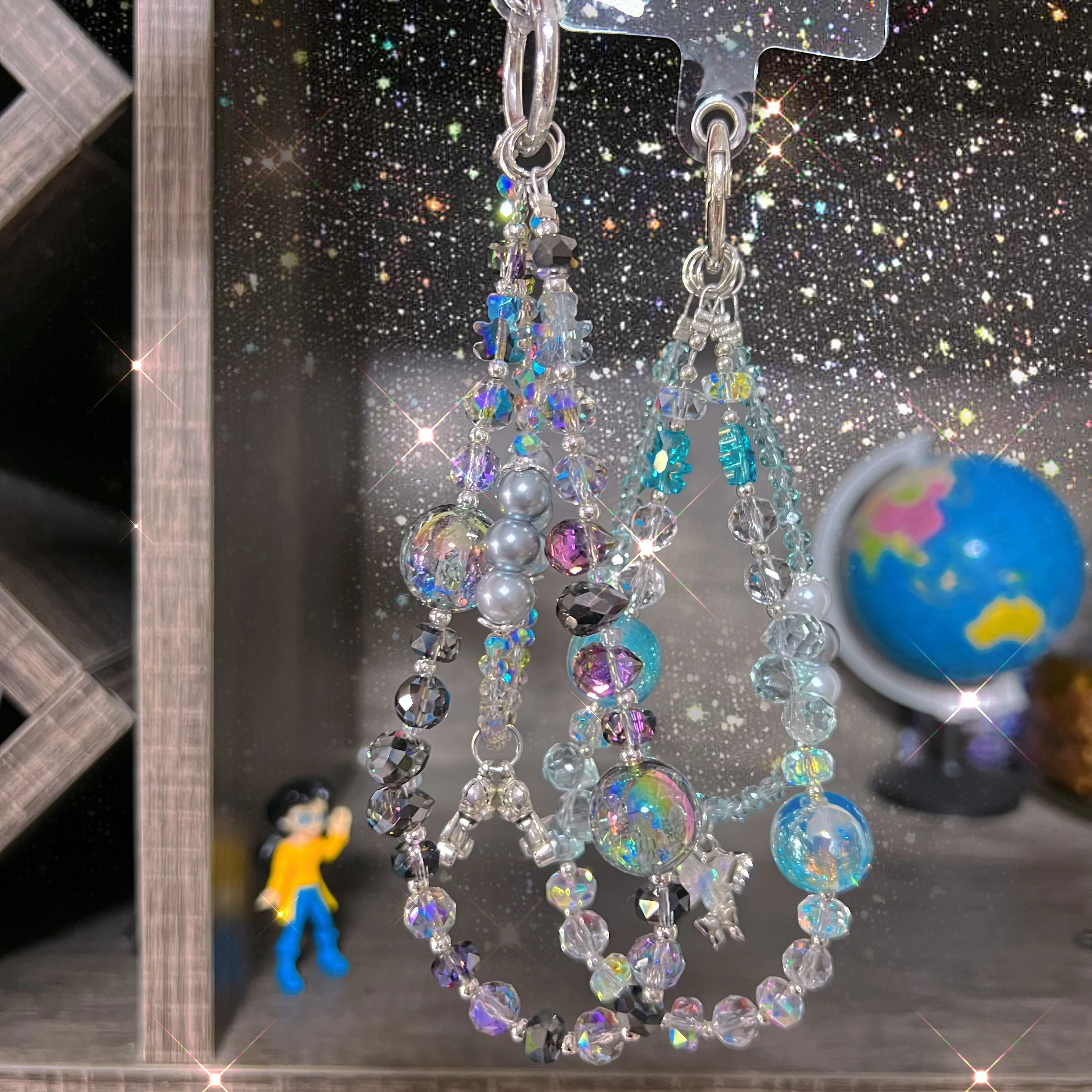 

Phone Lanyard Short Bear Butterfly Pendant Dazzling Crystal Beaded Bracelet High End Outdoor Travel Portable Pendant