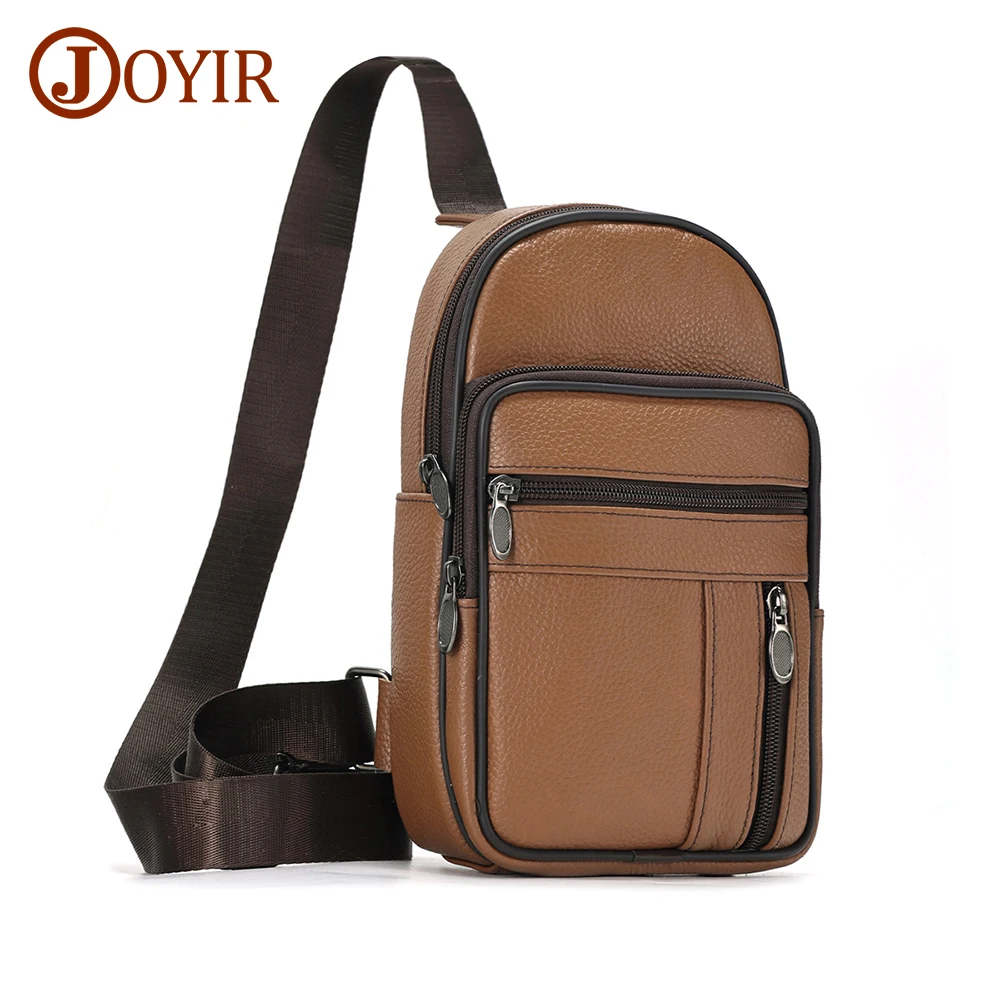 

JOYIR Genuine Leather Men Travel Chest Pack Casual Shoulder Crossbody Bags for Male Sling Bag Zip Messenger Bag Satchel Bags