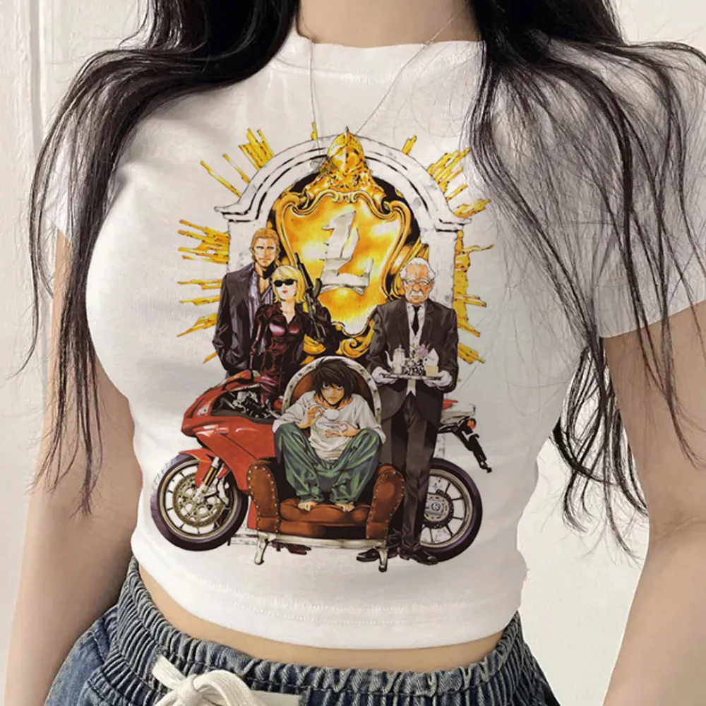 Death Note cropped top women korean fashion grunge baddie t-shirt gyaru vintage anime jojifuku goth