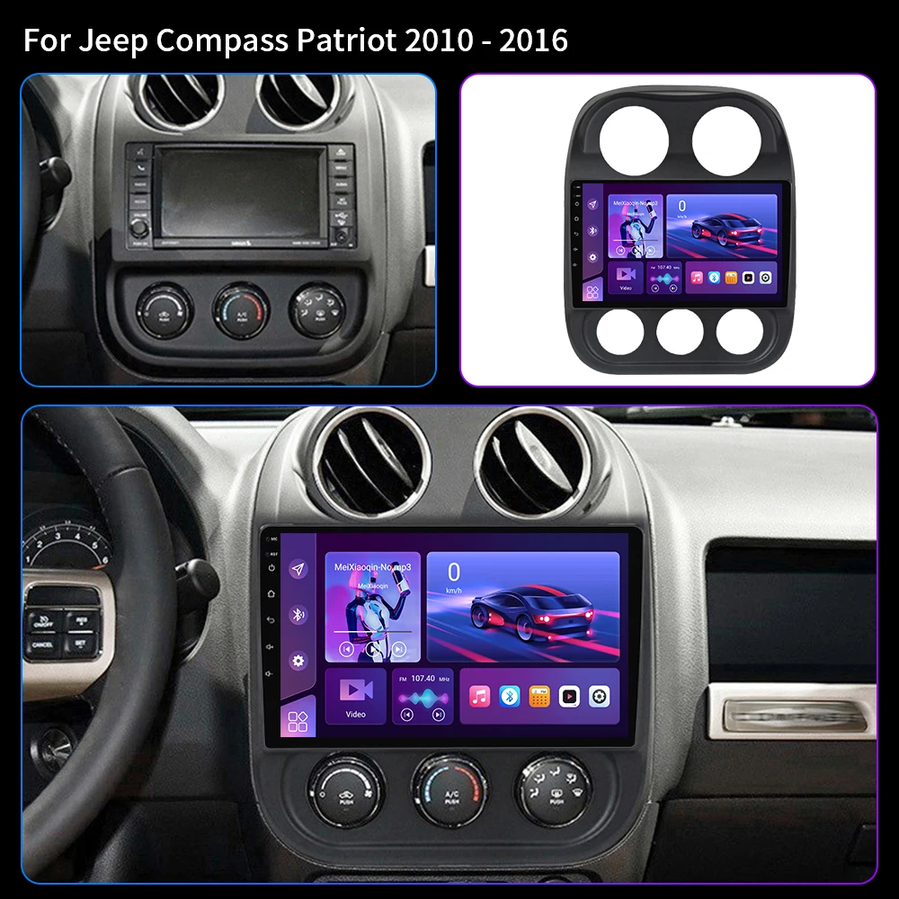 2 Din Android 16 Video Player Car Radio For Jeep Compass Patriot 2010 - 2016 Autoradio Stereo GPS Navigation Carplay DSP WIFI 4G