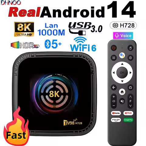 Smart Android TV Box 4K Android14 Allwinner H728 Bluetooth 5.0+ Dual WiFi 6 1000M Lan 8K Media Player HDR10 4GB 32GB Set Top Box