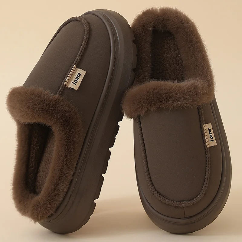 Hot Winter Plush Cotton Slippers for Men Women Couple, Fleece Lined Thick Sole Non-slip Indoor Home Warm Comfort House Shoes