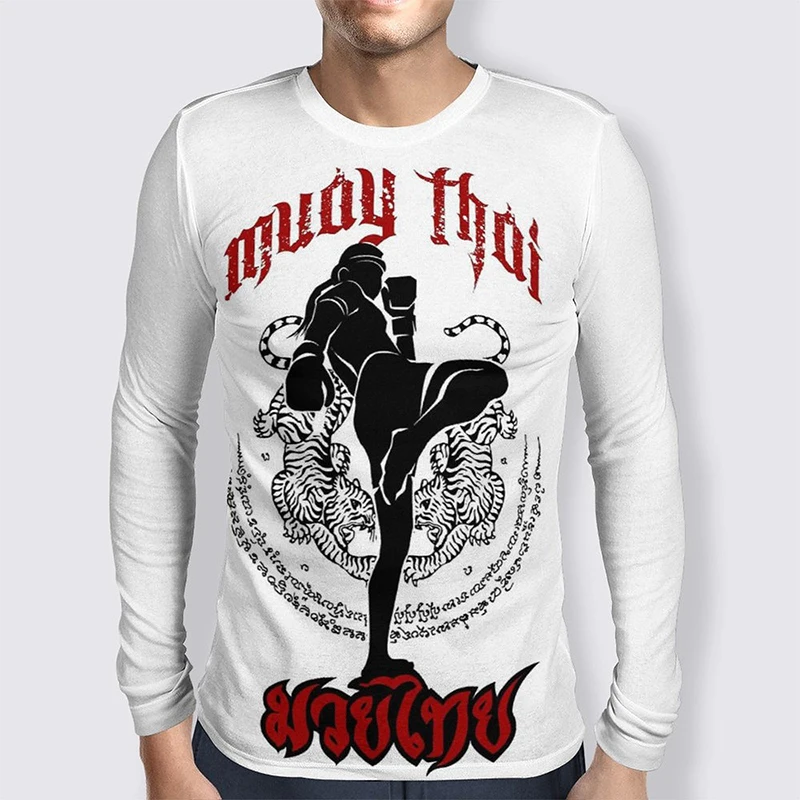 Muay Thai 3D Printed Long Sleeve T Shirt Men Casual Fashion O Neck Comfortable Top Streetwear Baggy Ropa Hombres Tees Tshirt