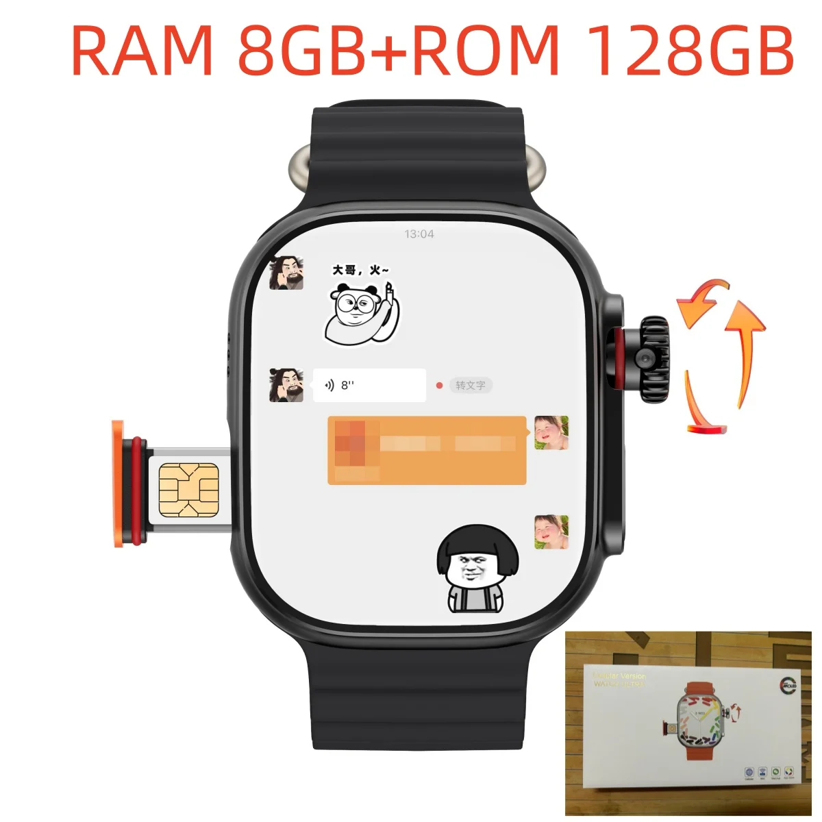 100% Original CDS9 S9 Ultra 4G Android Smart Watch with Play Store Rotating camera WiFi GPS 8+128GB 2.2 Inch Amoled Smartwatch