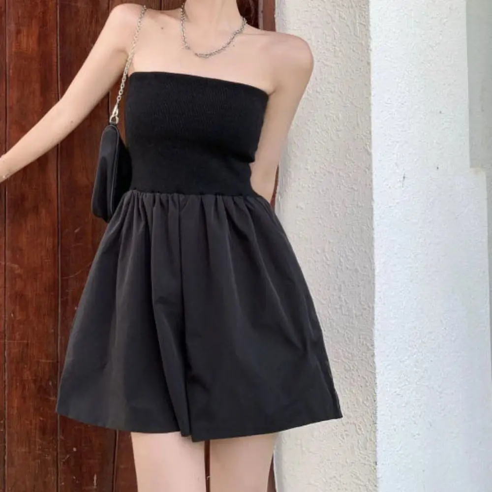 Korean Sleeveless Strapless Jumpsuit Shorts Baggy Retro Chest Hugging Pants Skirt Wide Leg Ins Style High Waisted Clothing Party