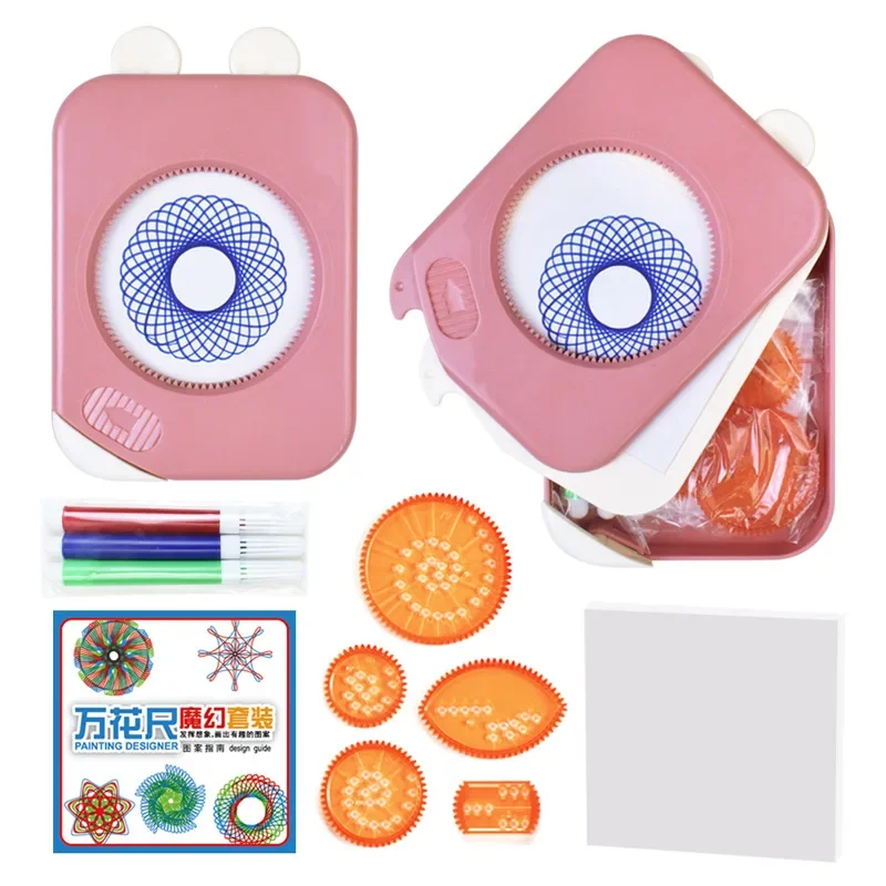 Educatief Speelgoed Set Kids Opbergdoos In Elkaar Grijpende Tandwielen Tekenen Liniaal Papier Pennen Spirograaf Geschenken Kinderen Creativiteit