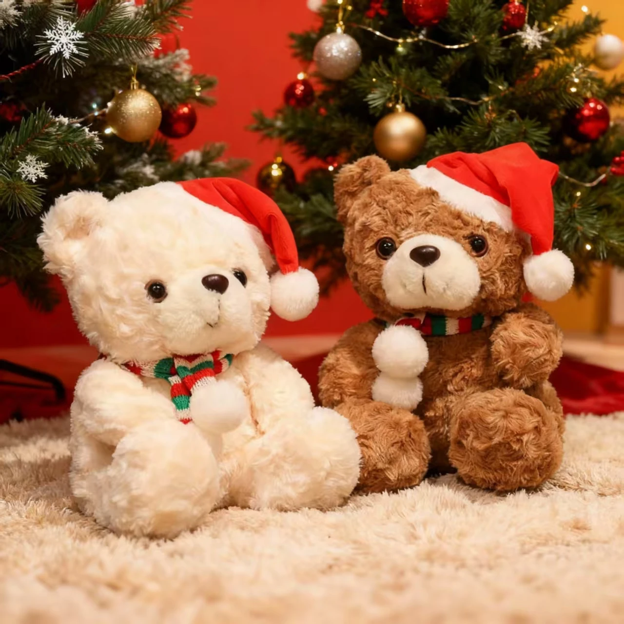 

Cute Teddy Bear Christmas Plush Toy Doll Holiday Gift Soft and Adorable Bear Christmas Decoration Figurine