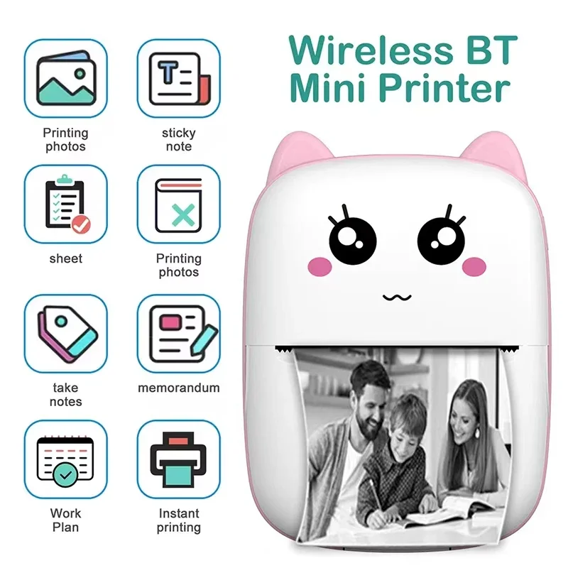 Portable Mini Bluetooth Printer Mobile Phone Photo Wrong Title Note Print Pocket Student Error Label Printer for Children\'s Gift