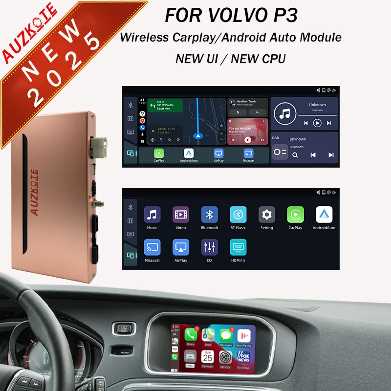 Boîte sans fil Apple Carplay Android Auto Module voiture AI pour Volvo XC60 XC70 S60 S80 V60 V70 V40 avec Extension d'écran tactile