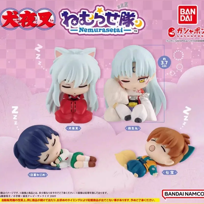 Bandai Genuine Inuyasha Gashapon Toys Q Version Sleep Team Anime Figures Sesshoumaru Kagome Model Decoration Creative Gifts