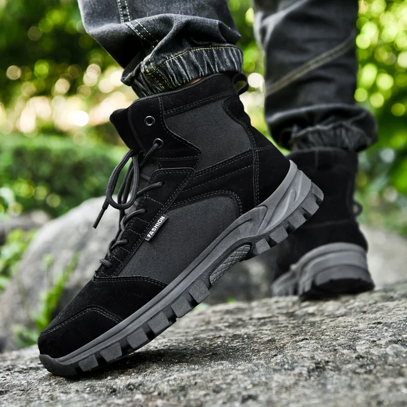 Mens Outdoor Camping Hiking Trekking Hunting Slip Resistant Shoes Mens Outdoor Training Desert Boots Sneakers