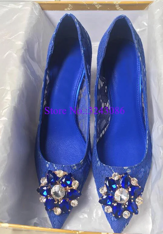 New Arrival Lace Crystal Lady Shoes Sexy 6/9 cm Stiletto Heel Pumps Woman Fashion Blue Beige Rose Red Color Wedding Shoes