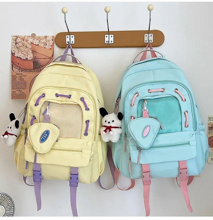 

College Junior High School Student Cute Large Capacity Backpack for Leisure Versatile with Hangers Commuter Student Bag BG146